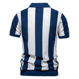 Vertical Striped Short-Sleeve Polo