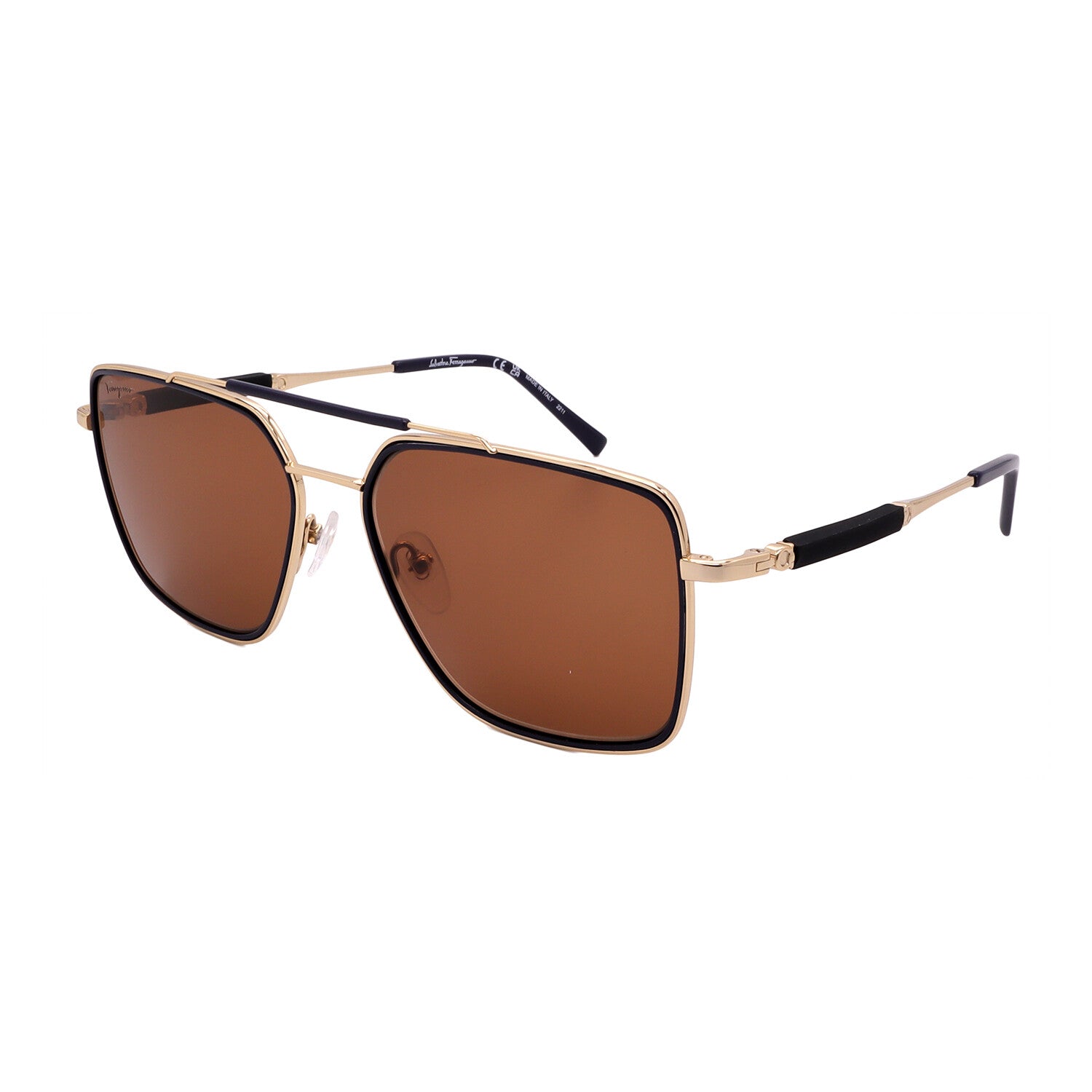 Men's // Ferragamo SF298S 743 Aviator Sunglasses // Gold Black + Brown