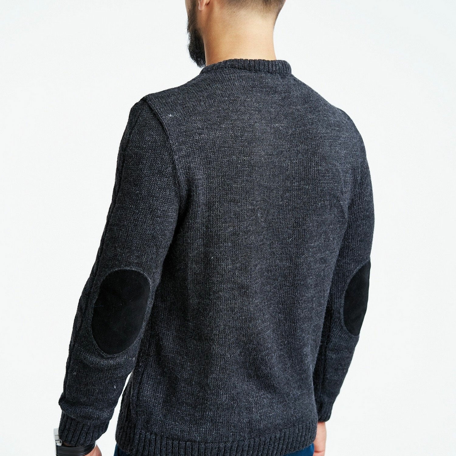 Crewneck Cable Knit Wool Sweater