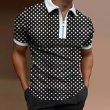 Polka Dot Short-Sleeve Quarter-Zip Polo