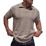 Striped Knit Short-Sleeve Polo