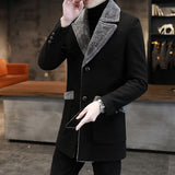 Faux Fur Lapel Chesterfield Coat