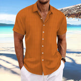 Striped-Knit Short-Sleeve Button-Down