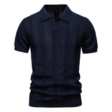 Vertical Asymmetric Striped Short-Sleeve Polo