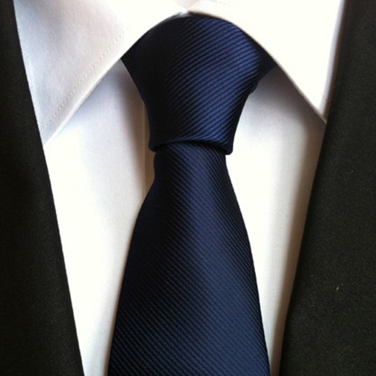 Formal Men's Necktie // Solid Navy Blue Textured