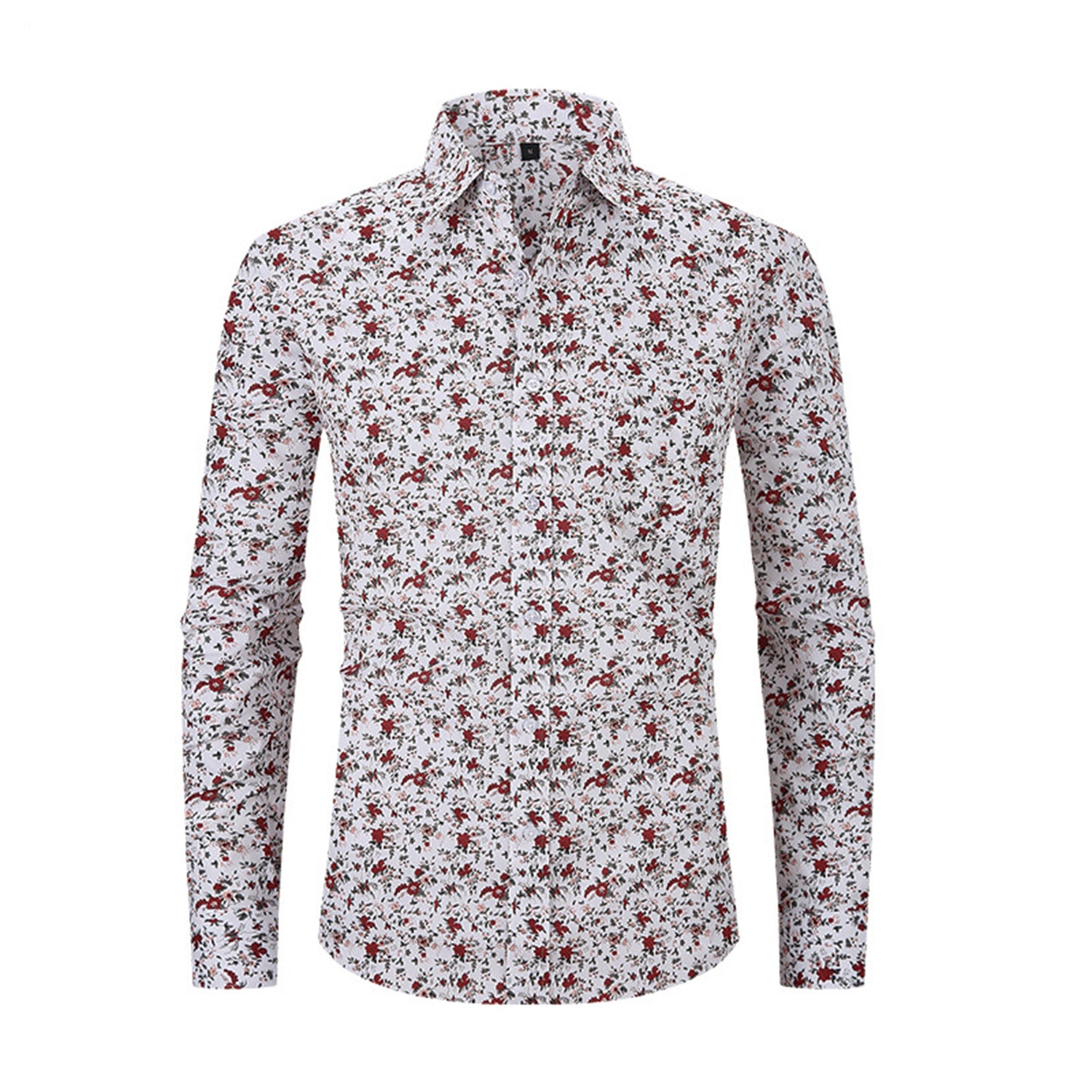 Printed Floral Pattern Long-Sleeve Button-Up