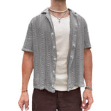 Knit Hollow Button-Down Shirt
