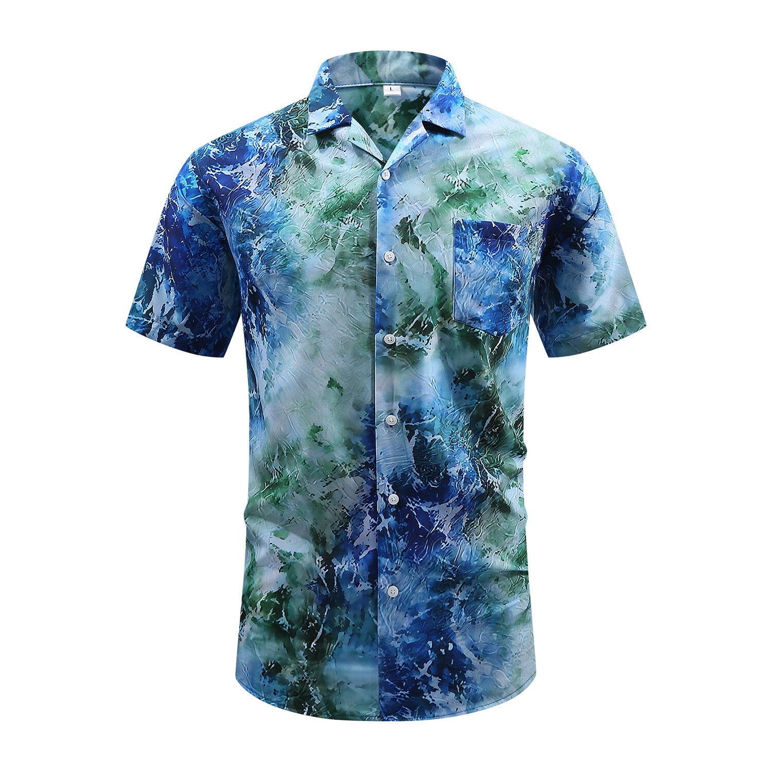 Tie Die Print Short-Sleeve Button-Up Shirt