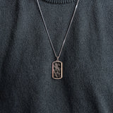 Duxot Vezeto Sterling Silver + Cubic Zirconia + Black Meteorite Dog Tag Necklace // 25.6"