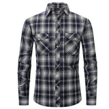 Glen Check w/ 2-Front Pockets Long-Sleeve Button-Up