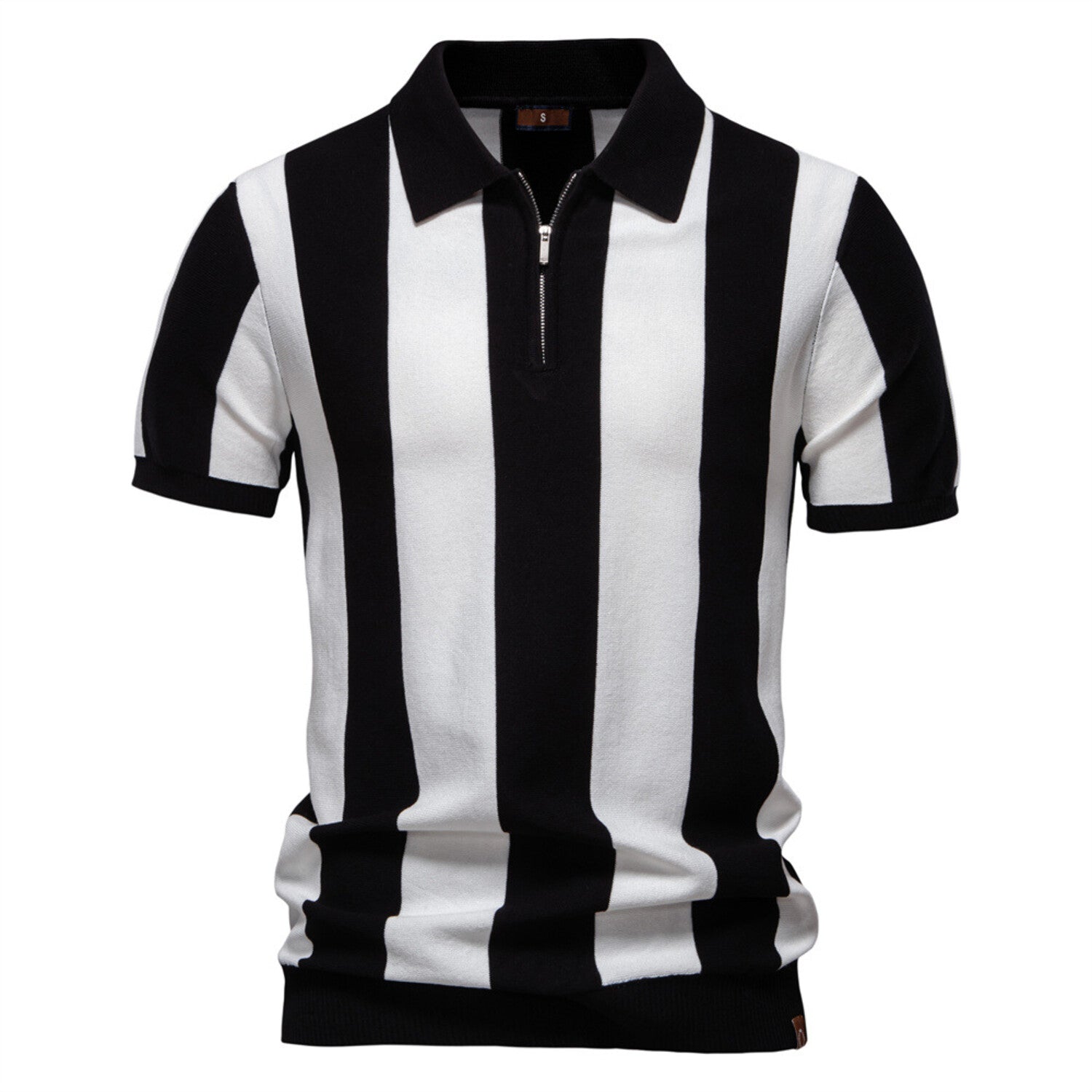 Vertical Striped Short-Sleeve Polo