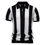 Vertical Striped Short-Sleeve Polo