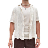 Knit Hollow Button-Down Shirt