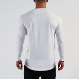 Crewneck Long-Sleeve Curved Hem T-Shirt