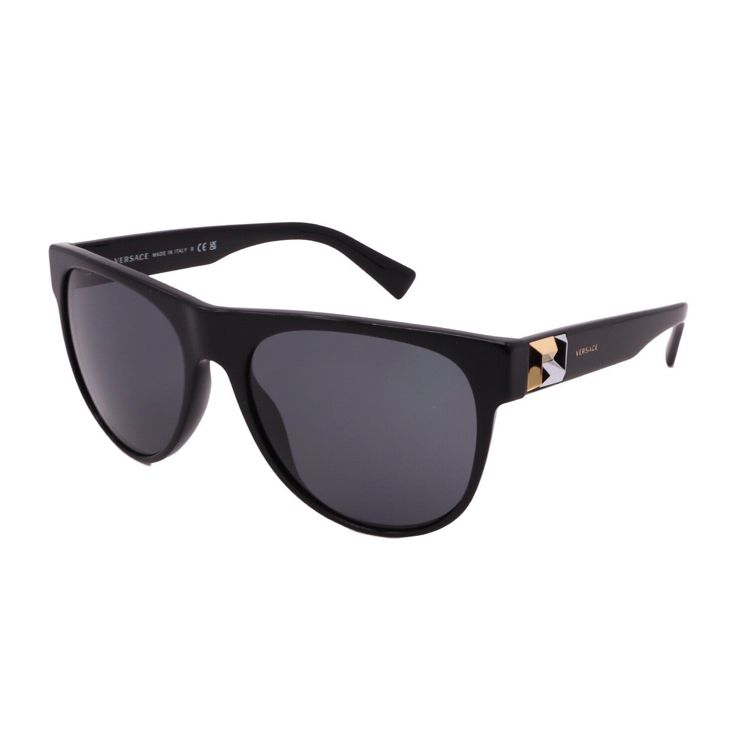 Men's // Versace VE4346 GB1/87 Square Sunglasses // Black Gold + Dark Gray
