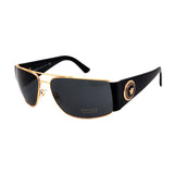 Versace // Men's // VE2163 100287 Aviator Sunglasses // Black Gold + Dark Gray