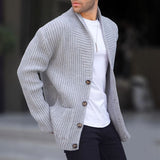 Shawl Collar Striped Knit Cardigan