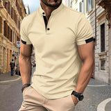 Mandarin Collar Short-Sleeve Polo