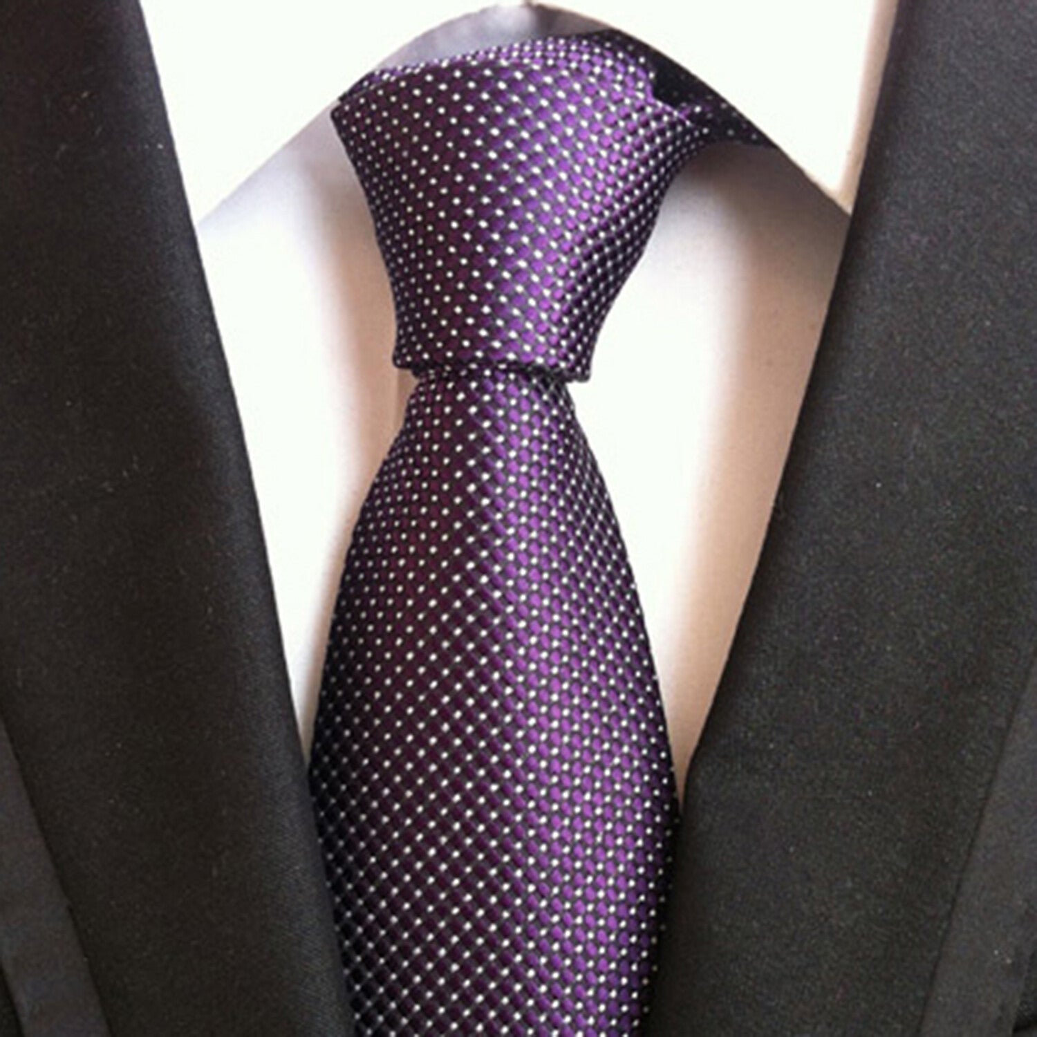 Formal Men's Necktie // Purple & White Micro-Check
