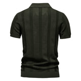 Vertical Asymmetric Striped Short-Sleeve Polo