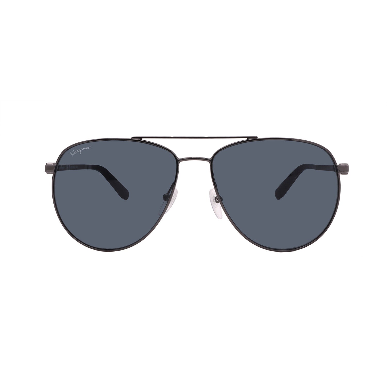 Men's // Ferragamo SF157S 015 Aviator Sunglasses // Silver + Gray