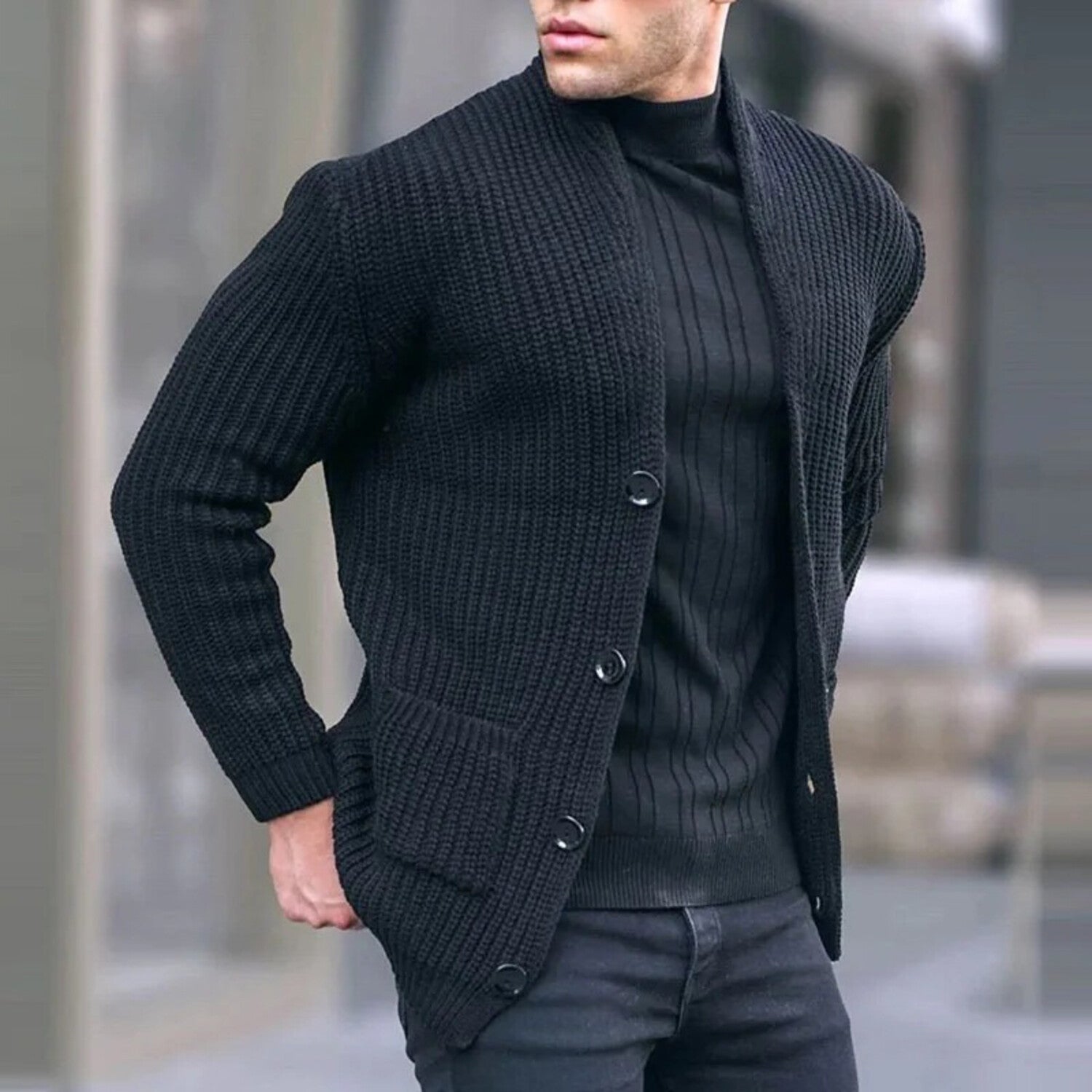 V-Neck Knit Cardigan