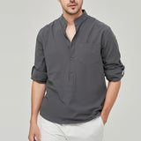 Pop-over Mandarin Collar T-shirt