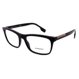 Burberry // Men's // BE2334 3001 -55 size Square Optical Glasses // Black + Clear Demo Lenses
