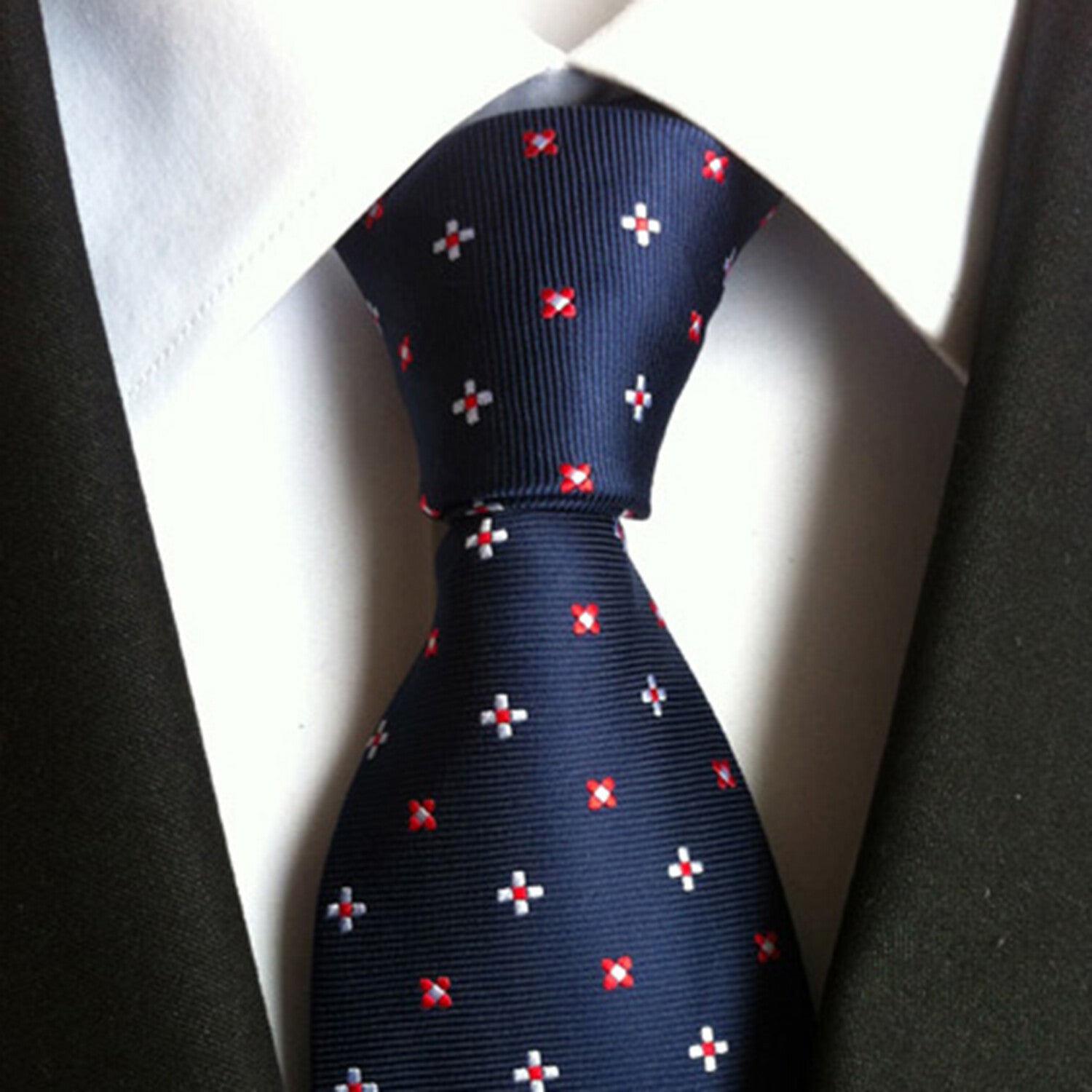 Formal Men's Necktie // Navy Blue Diamond Dot