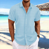 Striped-Knit Short-Sleeve Button-Down