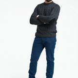 Crewneck Cable Knit Wool Sweater