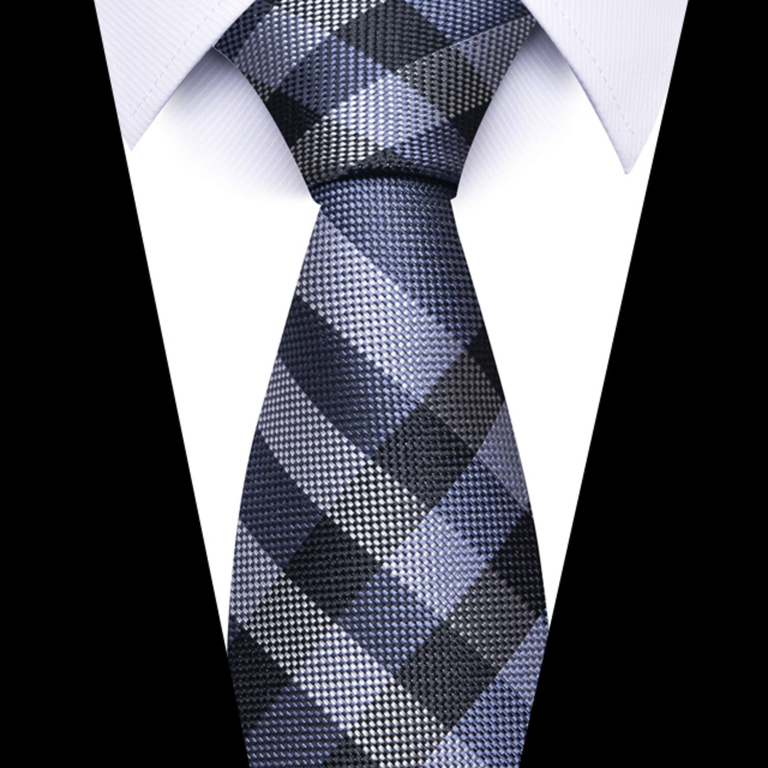 Formal Men's Necktie // Slate Grey & Charcoal Checkered