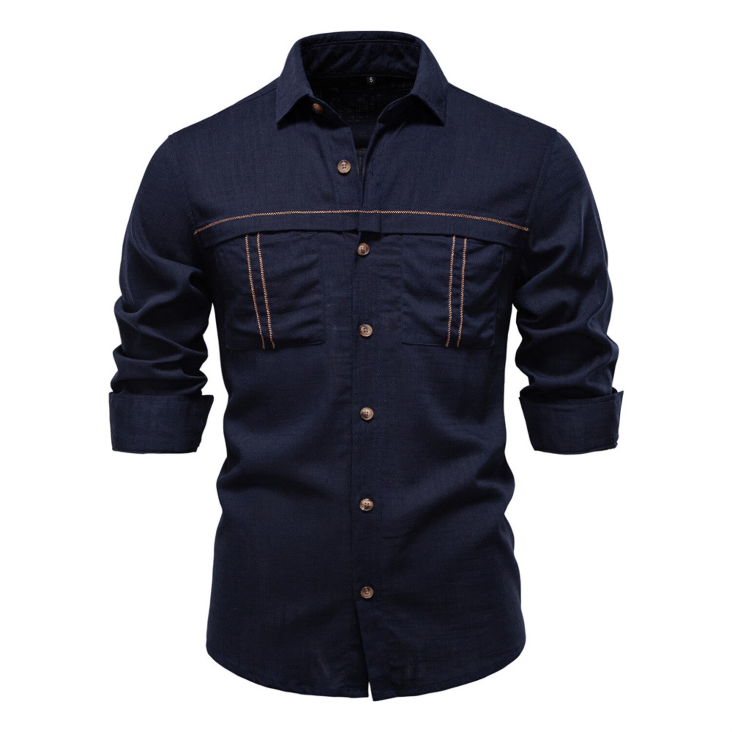 Denim w/Chest Details Long-Sleeve Button-Up Field Shirt
