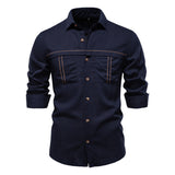 Denim w/Chest Details Long-Sleeve Button-Up Field Shirt