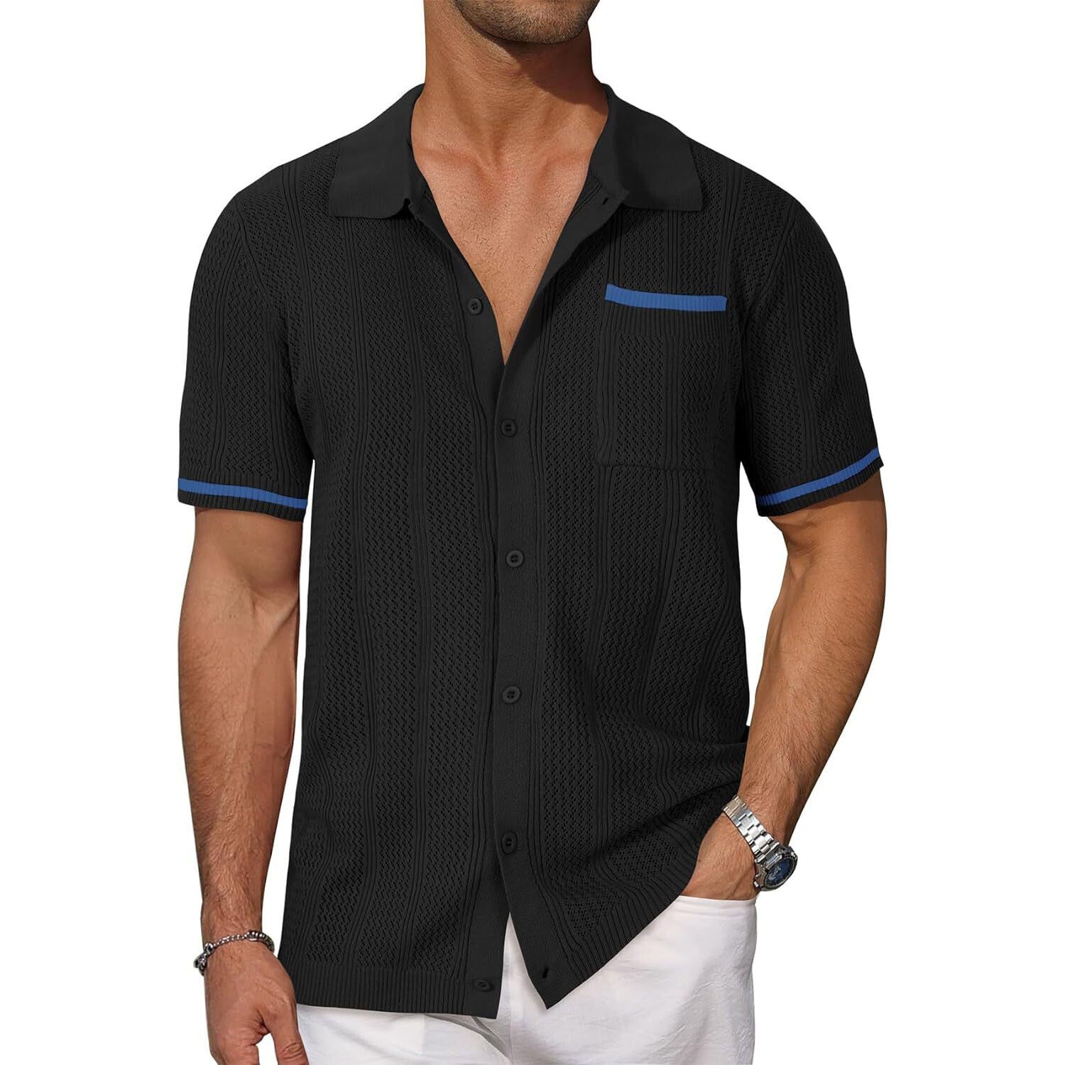 Knit Bowling Button-Down Shirt
