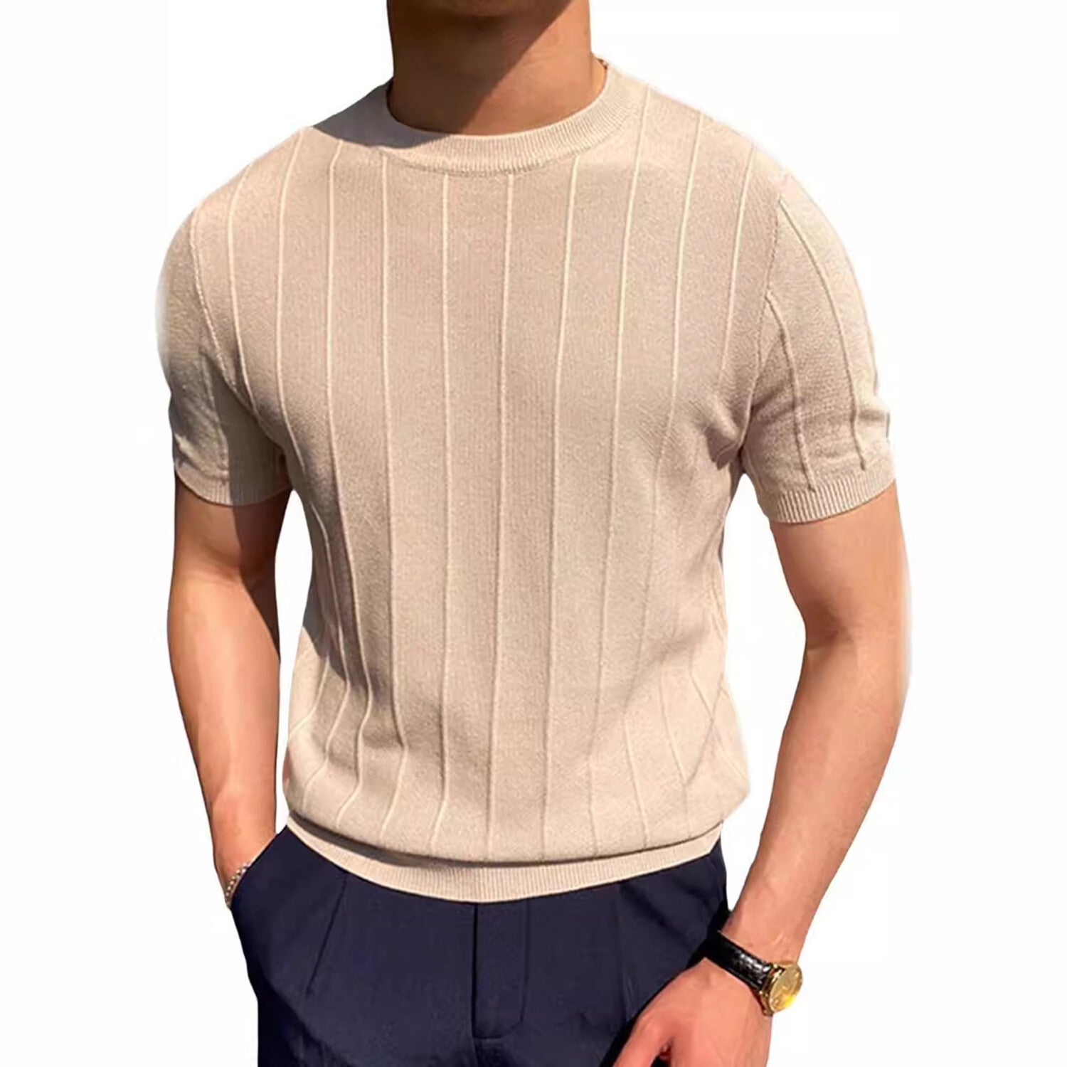 Rib-Knit Crewneck Shirt