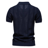 Vertical Asymmetric Striped Short-Sleeve Polo