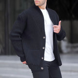 Shawl Collar Striped Knit Cardigan