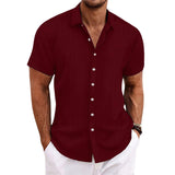 Striped-Knit Short-Sleeve Button-Down