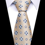 Formal Men's Necktie // Sand Gold Blue Petals