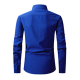 Solid Front Pocket Long-Sleeve Button-Up Shirt