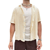 Knit Hollow Button-Down Shirt