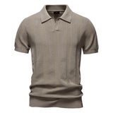 Vertical Asymmetric Striped Short-Sleeve Polo