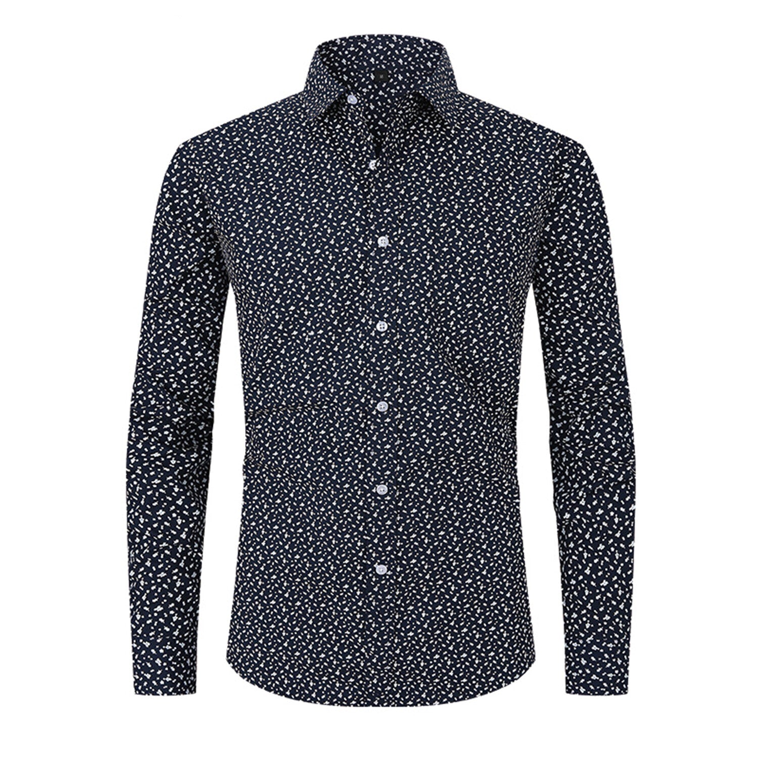 Printed Dots Long-Sleeve Button-Up