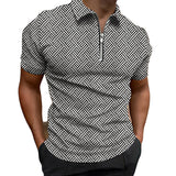 Patterned Short-Sleeve Quarter-Zip Polo