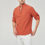 Pop-over Mandarin Collar T-shirt