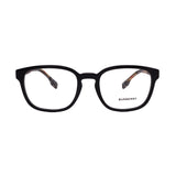 Burberry // Men's // BE2344 3952 Square Optical Glasses // Black Burberry Print + Clear Demo Lenses