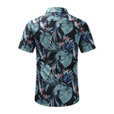 Leaf & Tropical Flower Print Short-Sleeve Button-Up Shirt