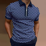 Polka Dot Short-Sleeve Quarter-Zip Polo