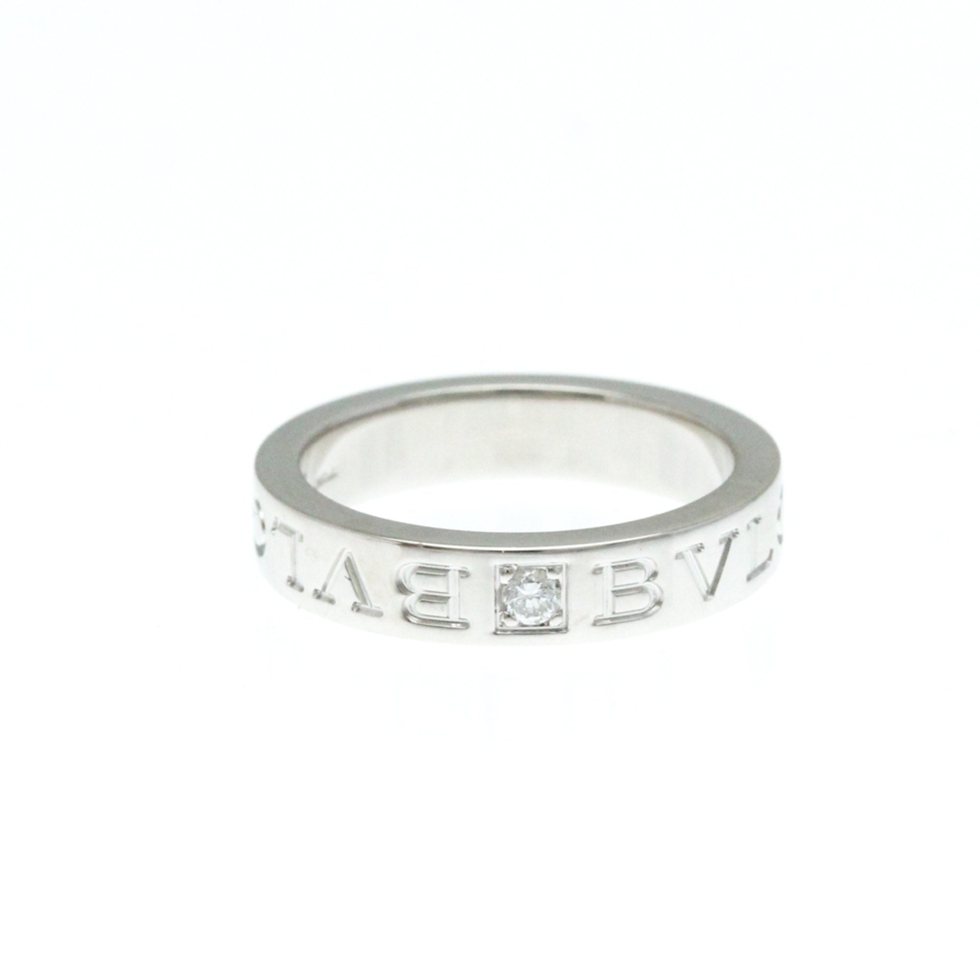 Bulgari // 18k White Gold Double Logo Diamond Ring // Ring Size: 5.75 // Store Display
